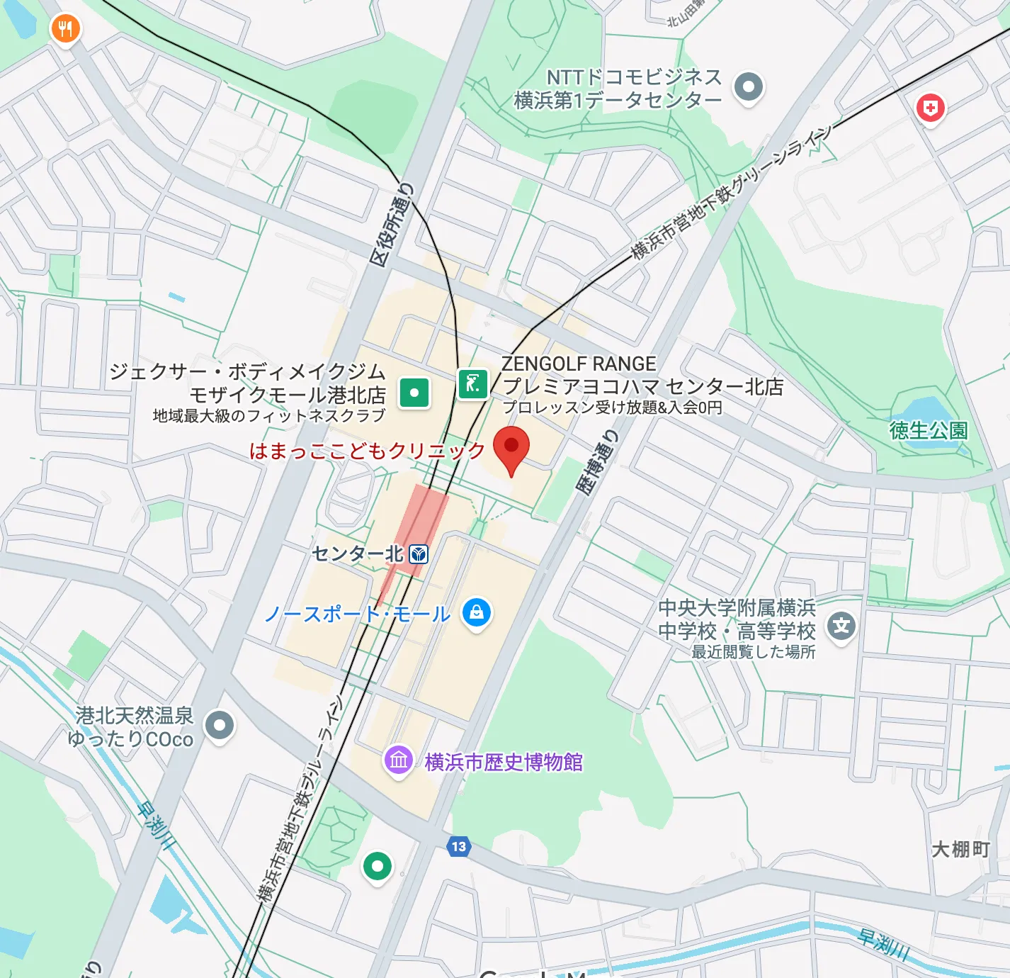 はまっここどもクリニックの地図